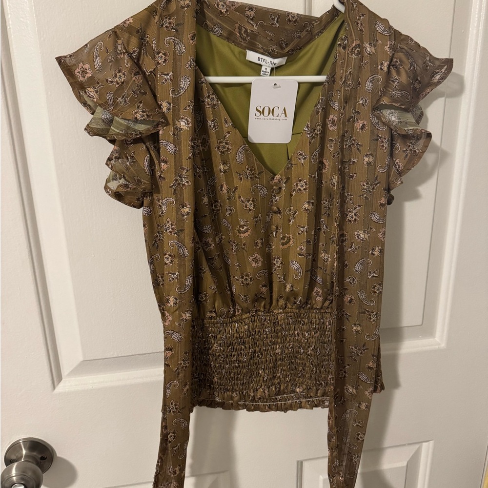 Olive Floral Women's Top